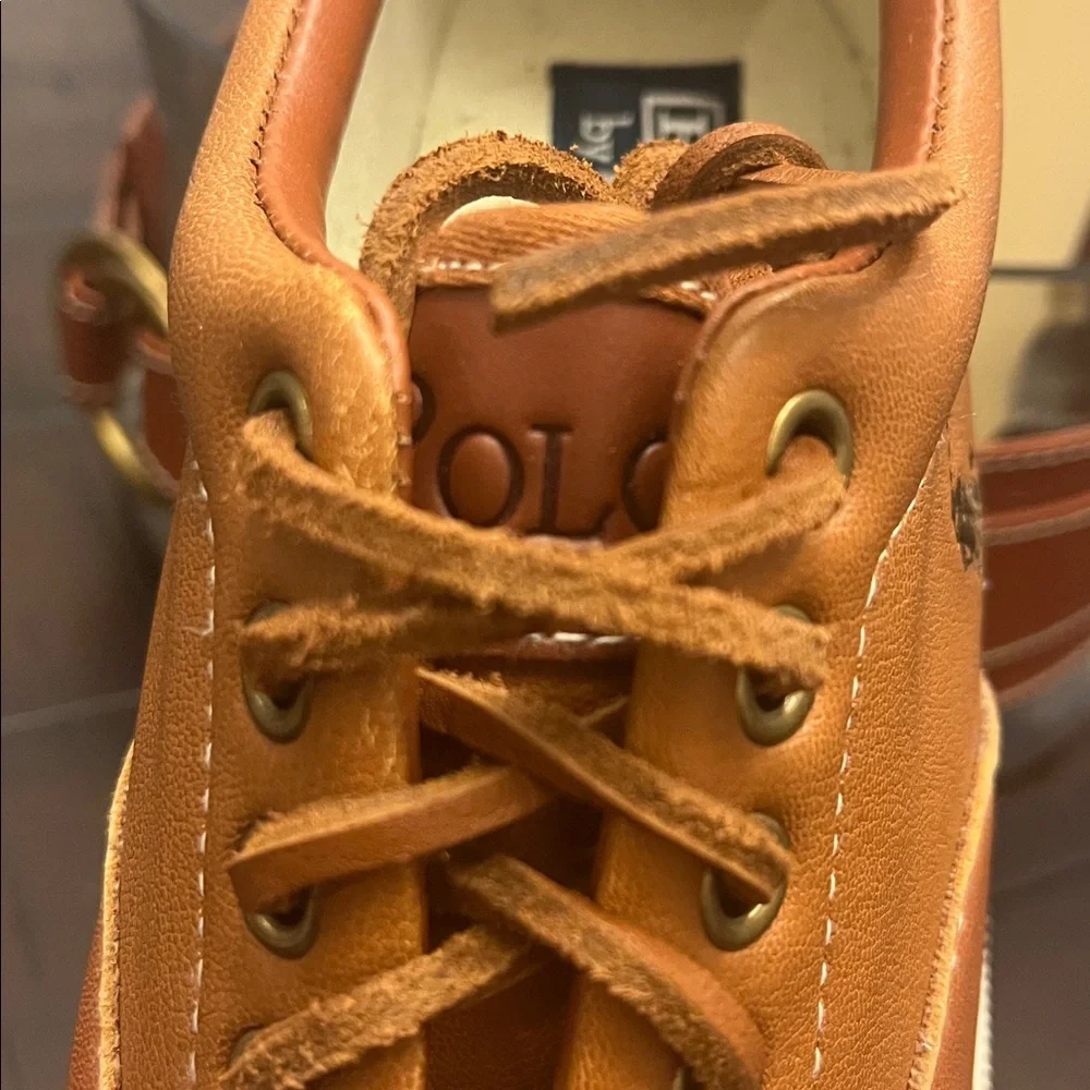 Polo Ralph Lauren Vaughn Soft Leather Boat Shoes Sneakers new tan Men’s Size 8